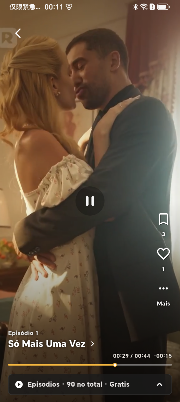 Tela real de um episódio em reprodução vertical no Dramou